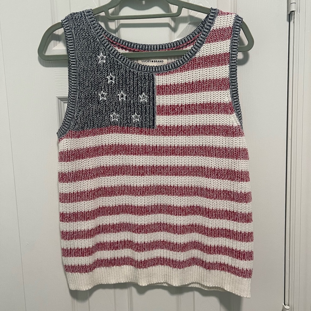 Lucky Brand Knit Tank with Flag Design